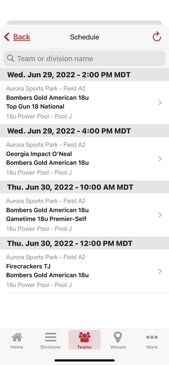 BellaMorales08's tweet photo. Goodbye Oklahoma.. Hello Colorado here is our schedule for the first couple days in The Power pool for the 4th of July Triple Crown tournament!! @JanaeShirley @ETBU_Softball https://t.co/fDIAFD2Ohw