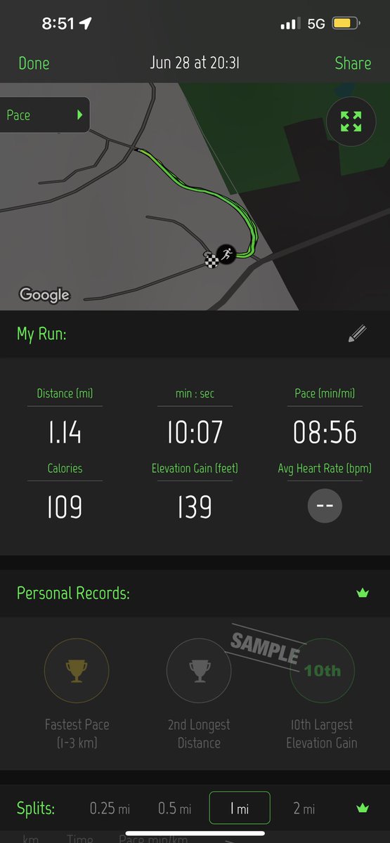 michaela_allen's tweet photo. My run from today    #colonelchallenge22 @GSoccerColonels https://t.co/BX1ll3dE5p