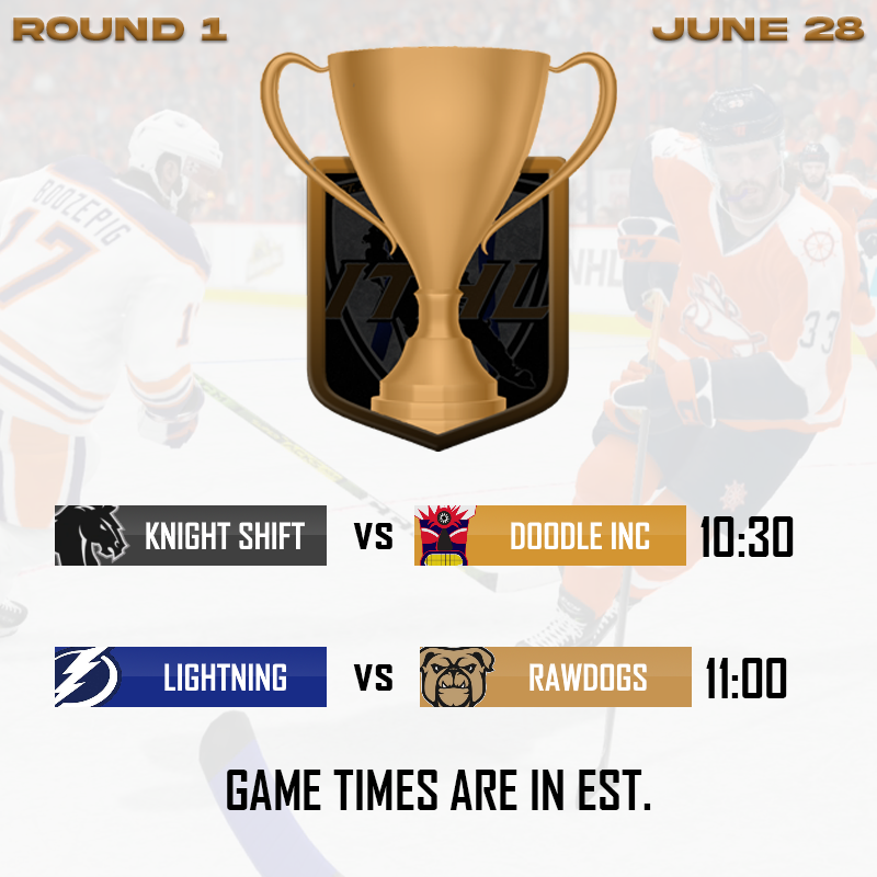 PLAYOFF HOCKEY! 🏆

Only 2 sets of games tonight!

💦 SWEAT Playoffs 
<a href="/ITHLKnightShift/">Late Knight Shift</a> vs <a href="/DoodleInc_ITHL/">Doodle Inc</a> 
📺 twitch.tv/parky_8
📺 twitch.tv/youngnutt34

🏠 CORE Playoffs 
Louisiana Lightning vs <a href="/OttawaRawdogs/">Your mother’s favourite EASHL team</a> 
📺 twitch.tv/sn0wplayz
