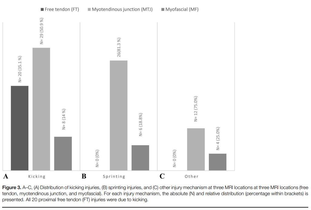 RodWhiteley's tweet photo. Kicking, never sprinting, associated with rectus femoris proximal free tendon injury in professional football players - biggest cohort documented (n=105) for this tricky to rehab injury.
Beware when they report kicking history &amp; proximal pain
What are your clinical/rehab tips? https://t.co/j666ZuyKfF