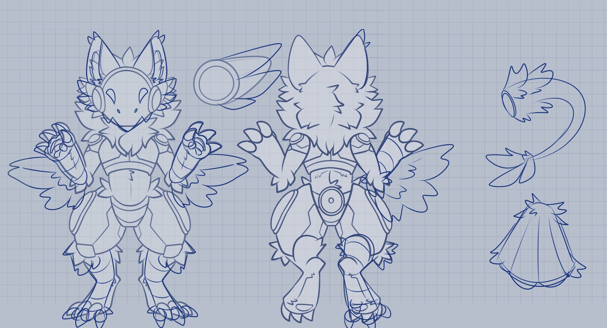 Protogen fursuit reference sheet line art