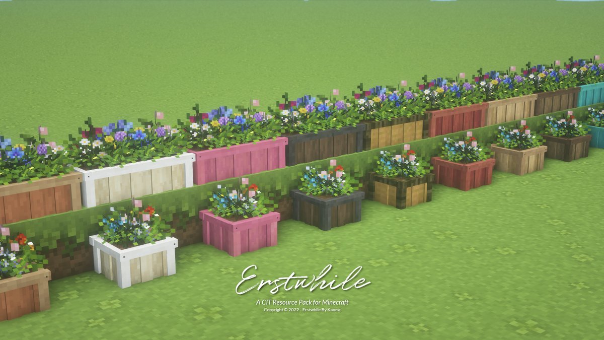 kaomc_'s tweet photo. ✨ Here are some highlights of a few items from the pack!

These are: (Single) Flowerbeds, Flower Barrels, Drawers, and Lantern Posts. 🪷🍄🌿

🪵🪓 Mangrove Wood variants are ready once Optifine for 1.19 drops! https://t.co/SWZyPclCKG