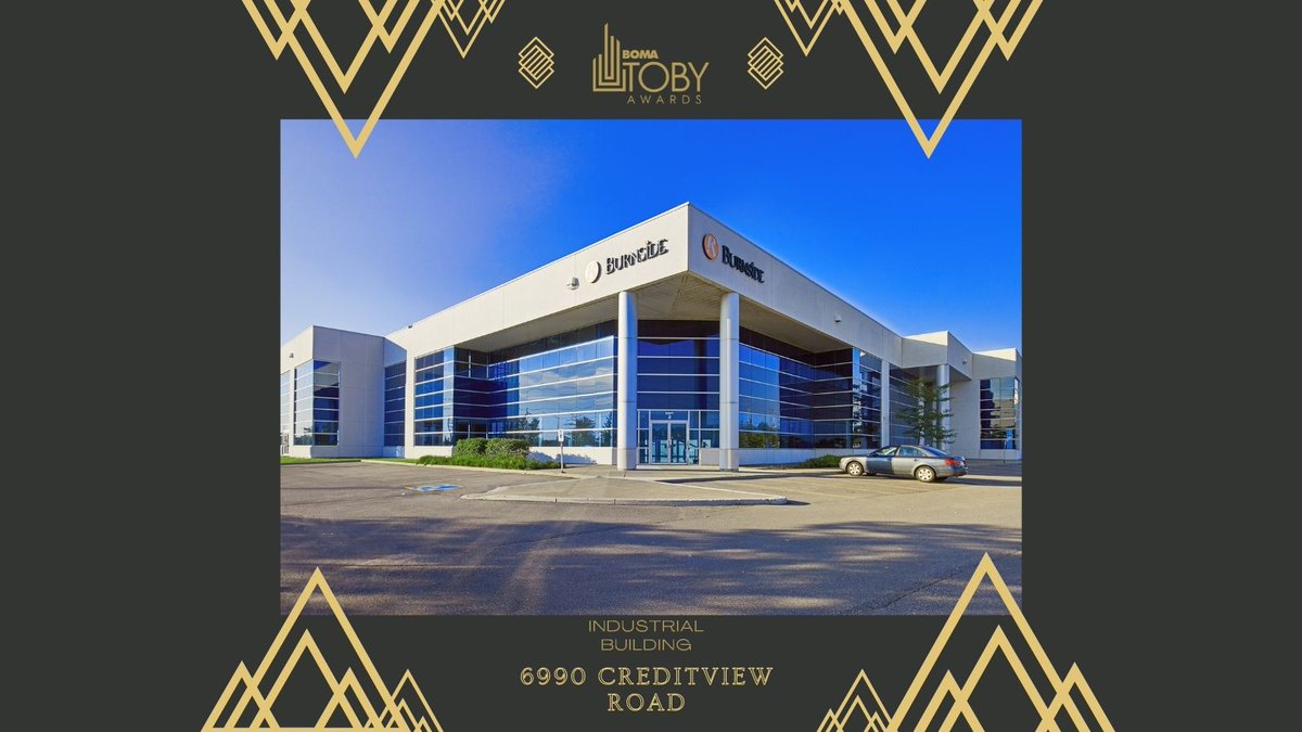 BOMAIntl's tweet photo. In the Industrial Building category, the #TOBYAward winner isโฆ 6990 Creditview Road! Managed by QuadReal Property Group and located in Mississauga, Ontario, this property also has a #BOMA360 designation. ๐ #TOBYAwards #CRE #BOMA2022 https://t.co/KR765uJlxI