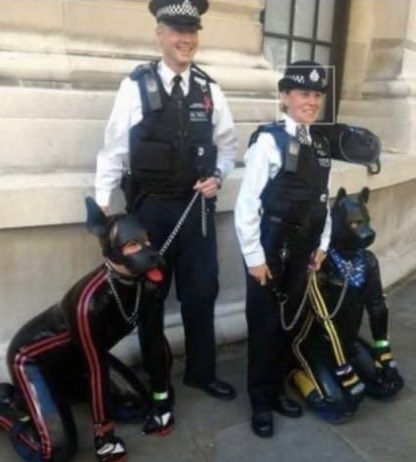 Everything that is wrong with the British police in one photo. 
They are too inclusive of sexual deviants and too exclusive of catching criminals.