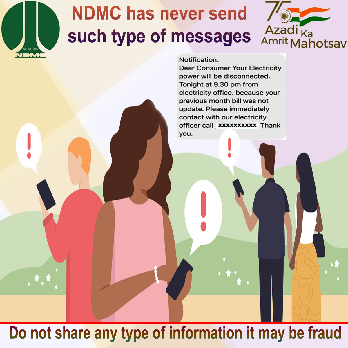 tweetndmc's tweet photo. #NDMC does not send messages like (Your electrical power will be disconnected tonight from electricity officer because the previous month bill was not updated) If a fraudster approaches you with such a kind of messages matter may be reported to toll free no. 1533
#CyberSecurity https://t.co/FpdXH0JVE5