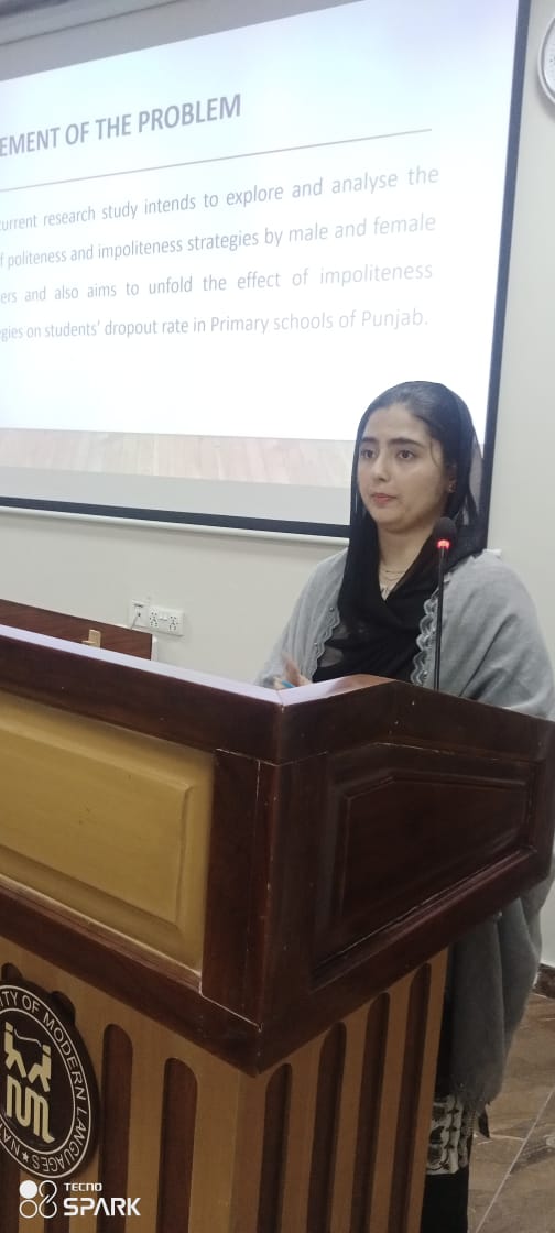 OfNuml's tweet photo. Congratulations to Ms Urooj Shafqat on successfully defending her MPhil in English (Linguistics) thesis.

Thesis Title:
    
An Analysis of (Im)Politeness Strategies Used by Primary Schools Teachers of English in Punjab

Supervisor: Dr. Samina Qayyum

#NUML https://t.co/XjHpChXSzJ