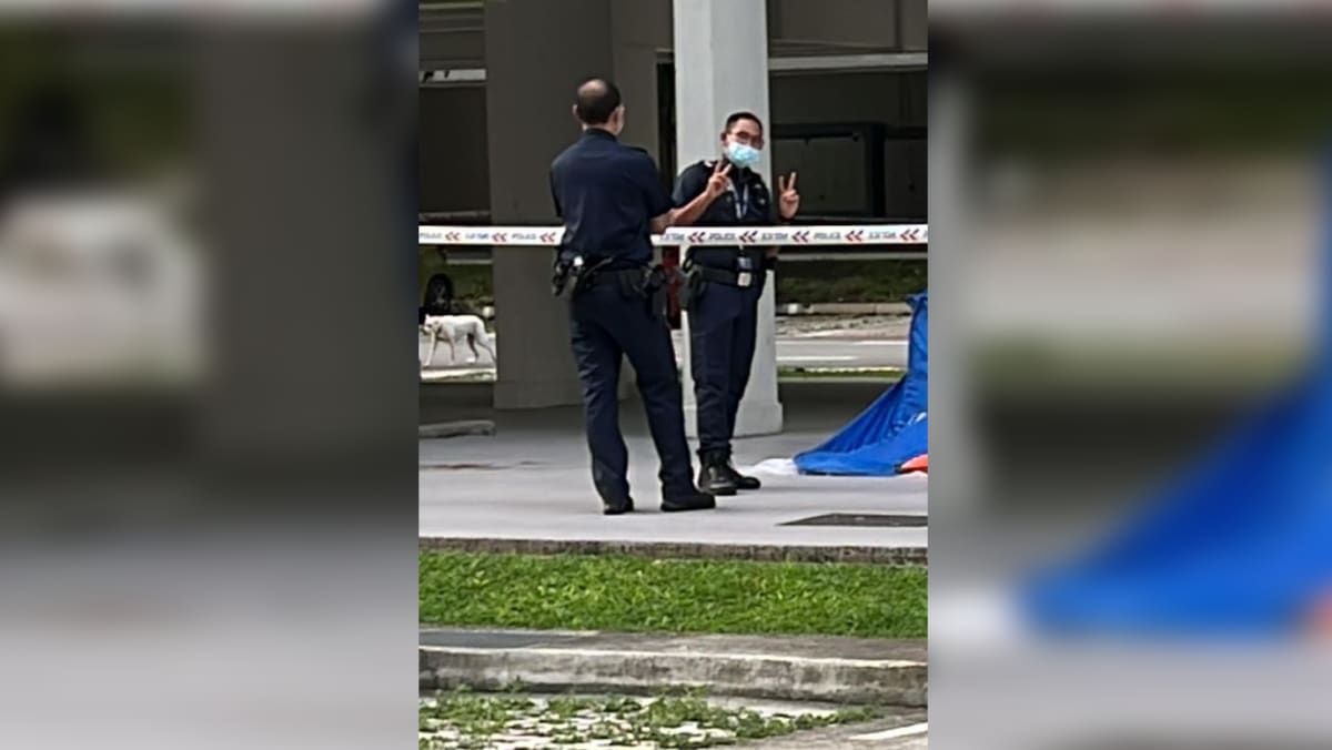 ChannelNewsAsia's tweet photo. Police apologise after officer responds 'inappropriately' to onlookers near scene of death https://t.co/R5V4f8wGCf https://t.co/MFQrZNf8WN