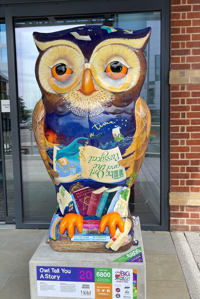 🦉Come and meet our owl!⁠
⁠
Painted by Emma Graham 'Owl Tell You a Story' celebrates books. And we collect, preserve, and share Suffolk's diverse history - and stories - covering 900 years on 9 million pages!
⁠
thebighoot.co.uk/art-trail⁠
⁠
⁠#thebighoot #stelizabethhospice
⁠