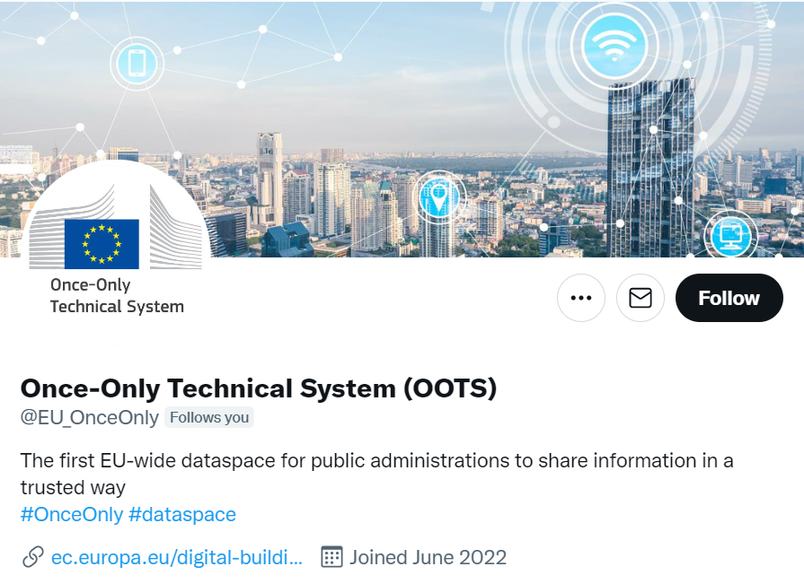 EU_DIGIT's tweet photo. The #OnceOnly Technical System is the first EU-wide dataspace for public administrations to share information in a trusted way across borders between EU countries. 
Stay up-to-date with its latest developments and news by following its Twitter account
👉@EU_OnceOnly https://t.co/WusB10coag