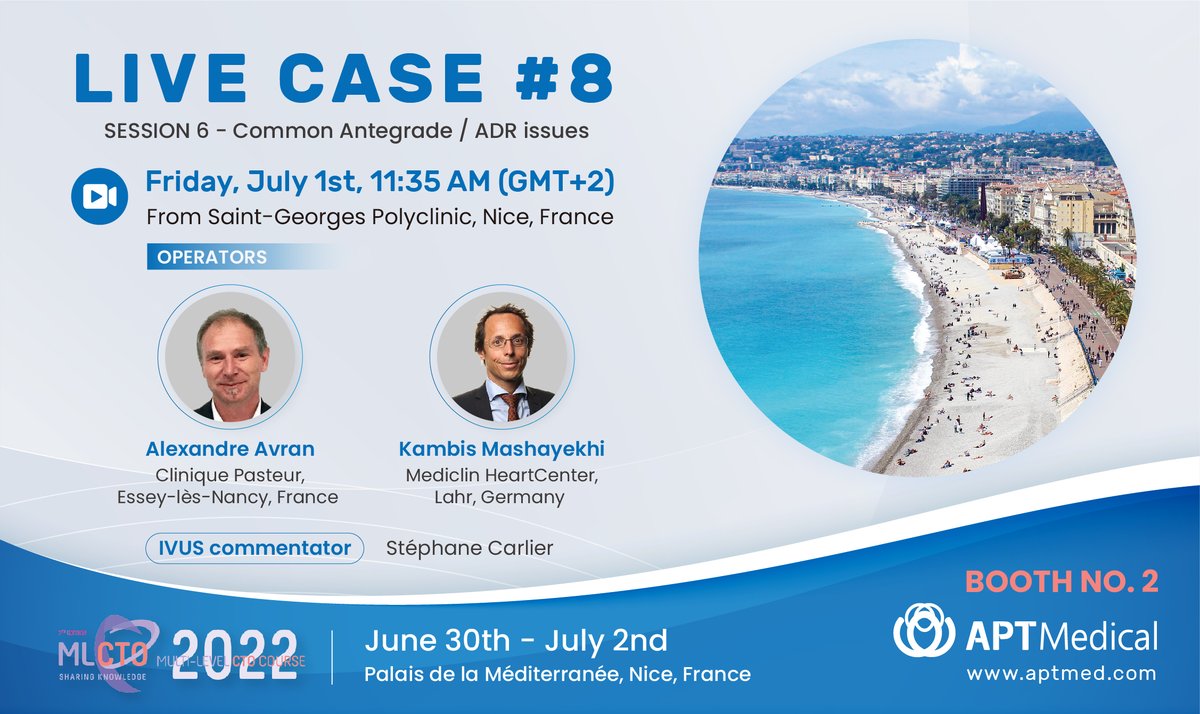Tomorrow, #MLCTO 2022 in Nice, France! We're thrilled to invite Dr. Kambis Mashayekhi and Dr. Alexandre Avran to perform the live case from Saint-Georges Polyclinic (Nice) on July 1st at 11:35AM (GMT+2). Meanwhile, don't forget to join us at booth No.2 from June 30th to July 2nd!