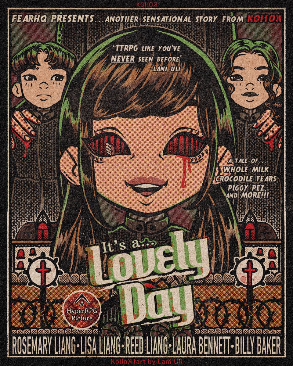 Laniuli_art's tweet photo. Finished This fake movie poster I made, Inspired by Ro(@Hellotherexu ), Reed(@yoshi_sudarso ), and Lisa Liang's(@MissGinaDarling ) storyline from #KOllOK . I put a lot of elbow grease into it, I hope y'all like it #ttrpg #kollokfart
@Hyper_RPG @FearHQtv https://t.co/QjkQpp9jXm