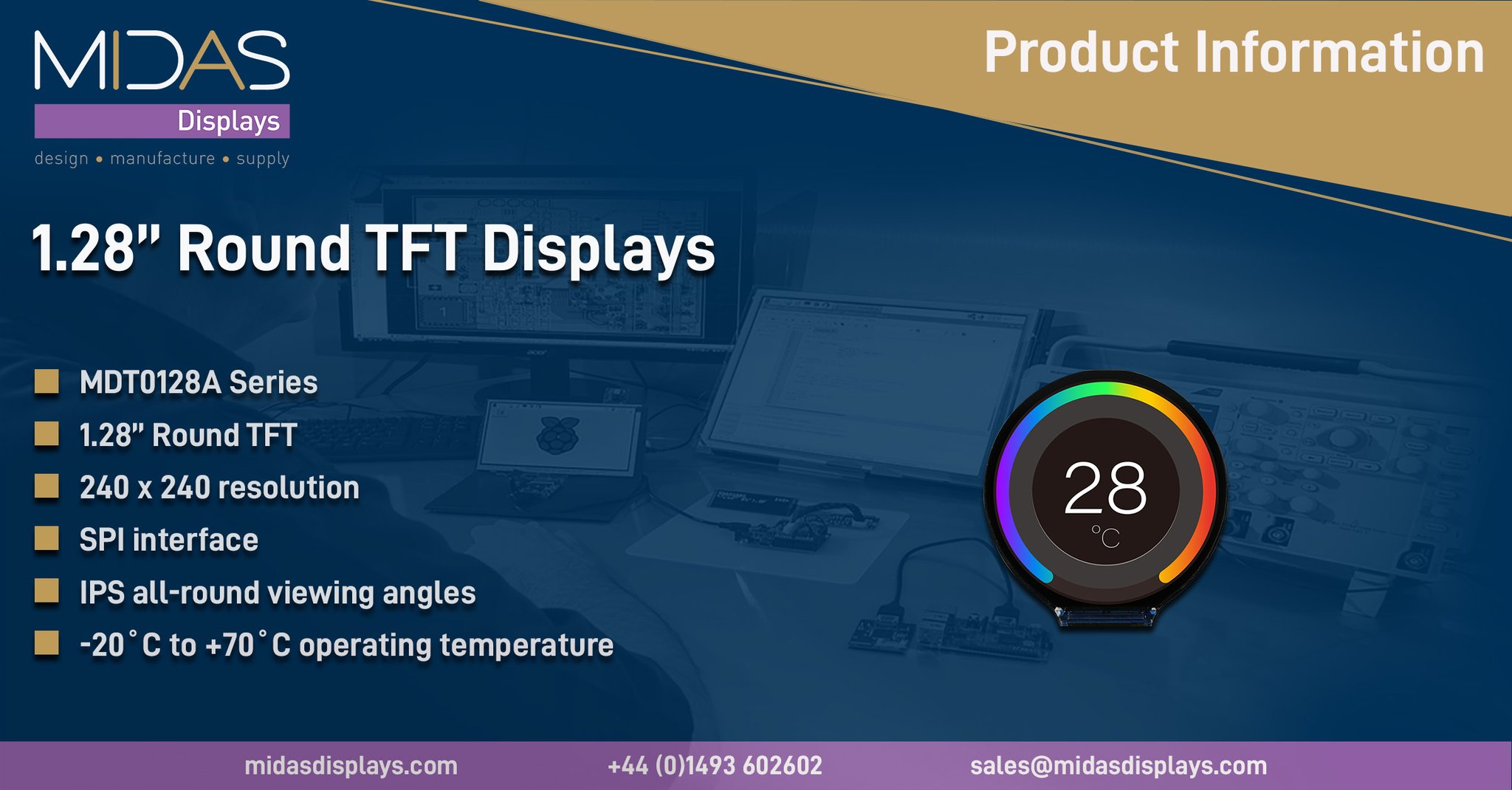 Midas Displays on Twitter "🆕 1.28” Round TFT Displays ℹ️ These displays are ideal for small