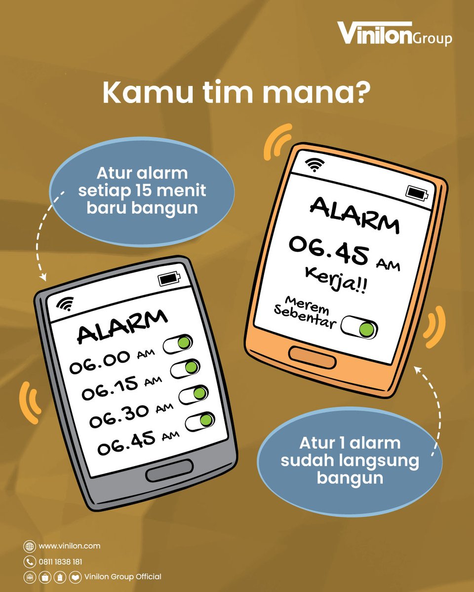 vinilon_group's tweet photo. Hayo, Sobat Vini semua di sini tim pasang alarm satu kali atau berkali-kali nih buat bangun kerja pas pagi?? 

#vinilongroup #vinilon #sistemperpipaan #pipa #resepvini #pipapvc #pvc #pipapvcvinilon #qna https://t.co/oFbFnGWziq