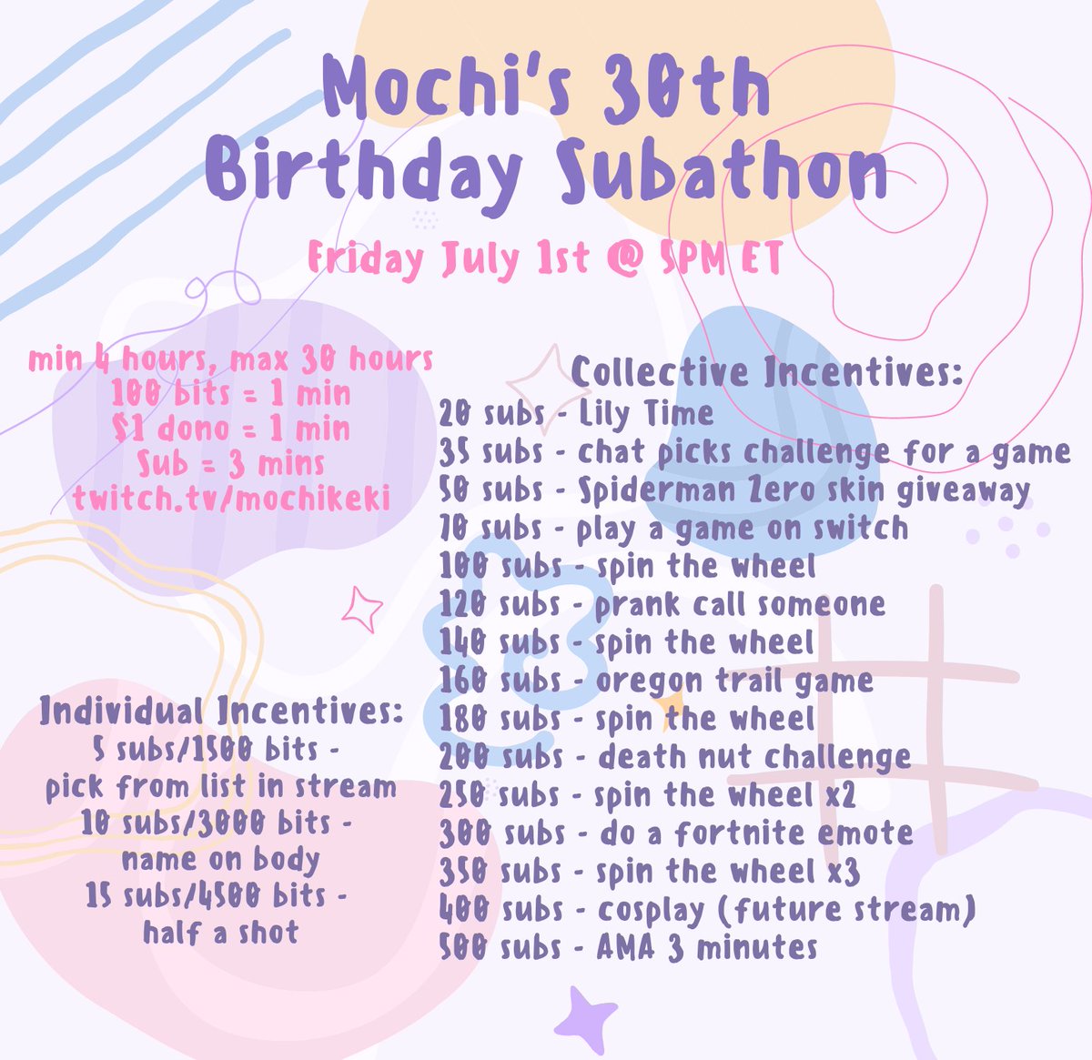 yo girl is turning 30 🥹 come celebrate with me on stream friday with a 30 hr capped subathon! we'll play lots of fun games and have great laugh - hope to see y'all there ❤️