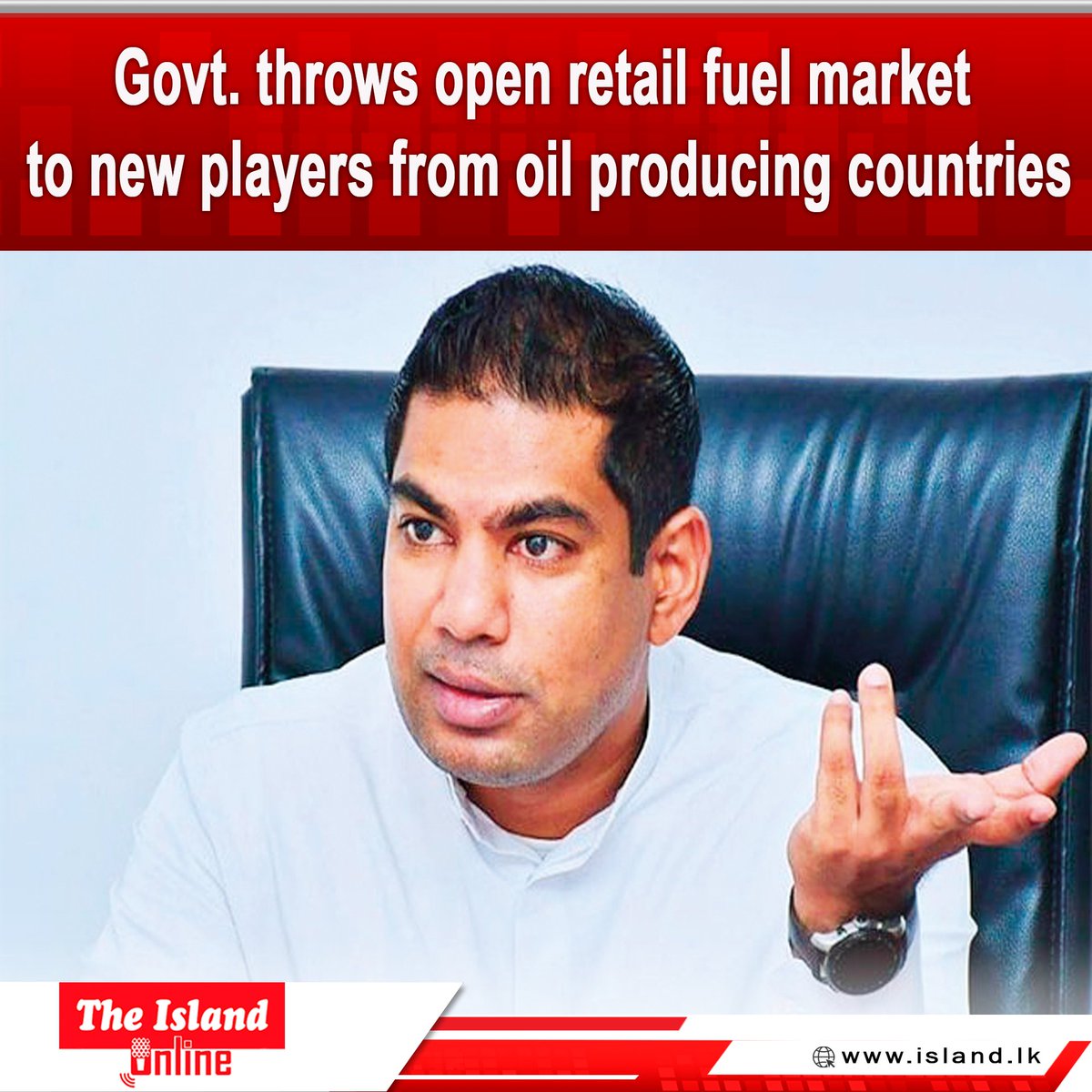 Govt. throws open retail fuel market to new players from oil producing countries

bit.ly/3Agnc5R

#TheIsland #TheIslandnewspaper #TheIslandOnline #SriLankaGovt #openretail #fuelmarket #newplayers #KanchanaWijesekera #FuelCrisis #SriLankaCrisis #SriLankaEconomicCrisis
