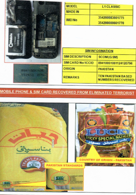 Damini_singh1's tweet photo. Three Pak origin terrorists attempting infiltration along LoC in Machhal sector on 08 Nov 2021. Warlike stores and food items made in Pakistan recovered from Pakistan’s supported terrorist. #PakSupportsTerror https://t.co/94sK50drNv