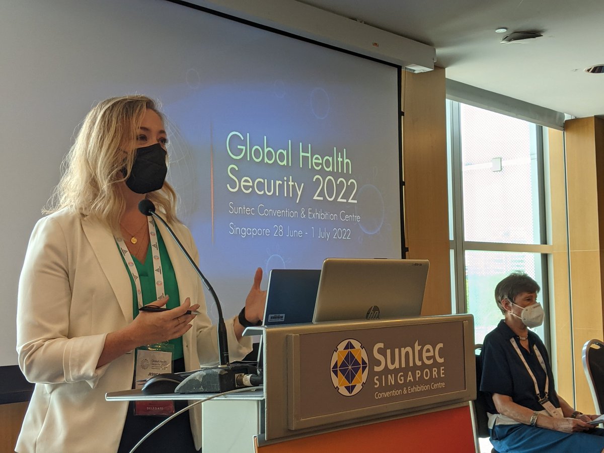 JaimeYassif's tweet photo. NTI's Jessica Bell @Jbell_DC presents key findings from the 2021 Global Health Security Index at the @GHS_conf in Singapore. Learn more about the Index here: https://t.co/yMQAlG2CYA #GHS2022 @NTI_WMD https://t.co/YLmBrbkNcF