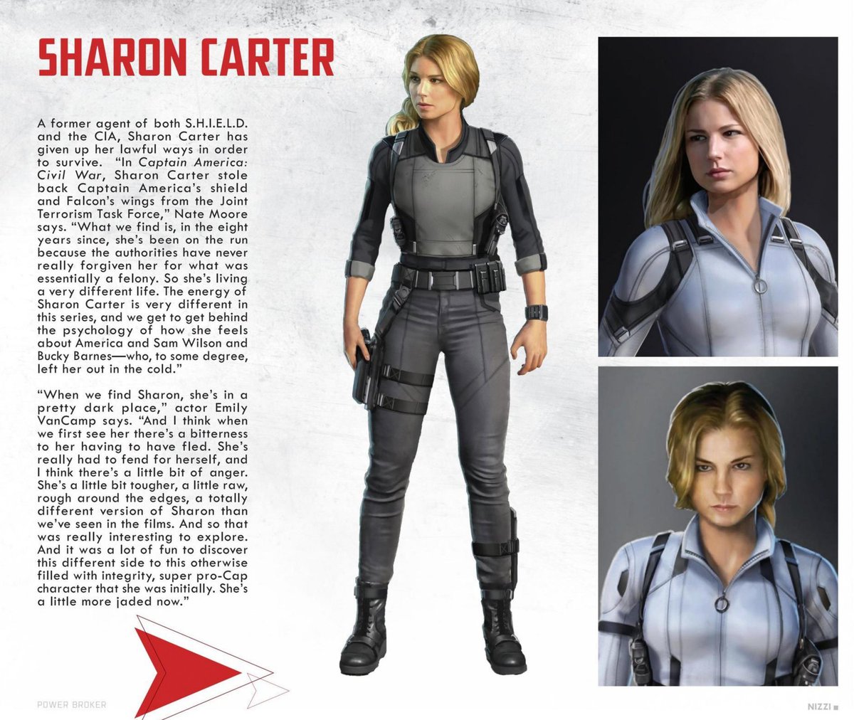 bestofsharons's tweet photo. NEW | sharon carter in "marvel studios' the falcon &amp; the winter soldier: the art of the series" (1) https://t.co/S9e8oovETW