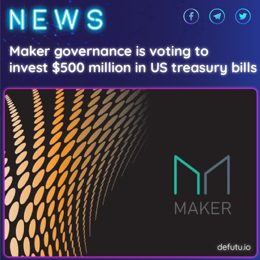 defutu_io's tweet photo. #MakerDAO
 is considering investing 500 million #DAI in US Treasury bills and possibly corporate bonds. 
The #Maker community is currently voting to choose an investment strategy, although there is still the option to reject the proposal outright.
#DAOs #DFT #Cryptocurency https://t.co/GytG9rI8uz