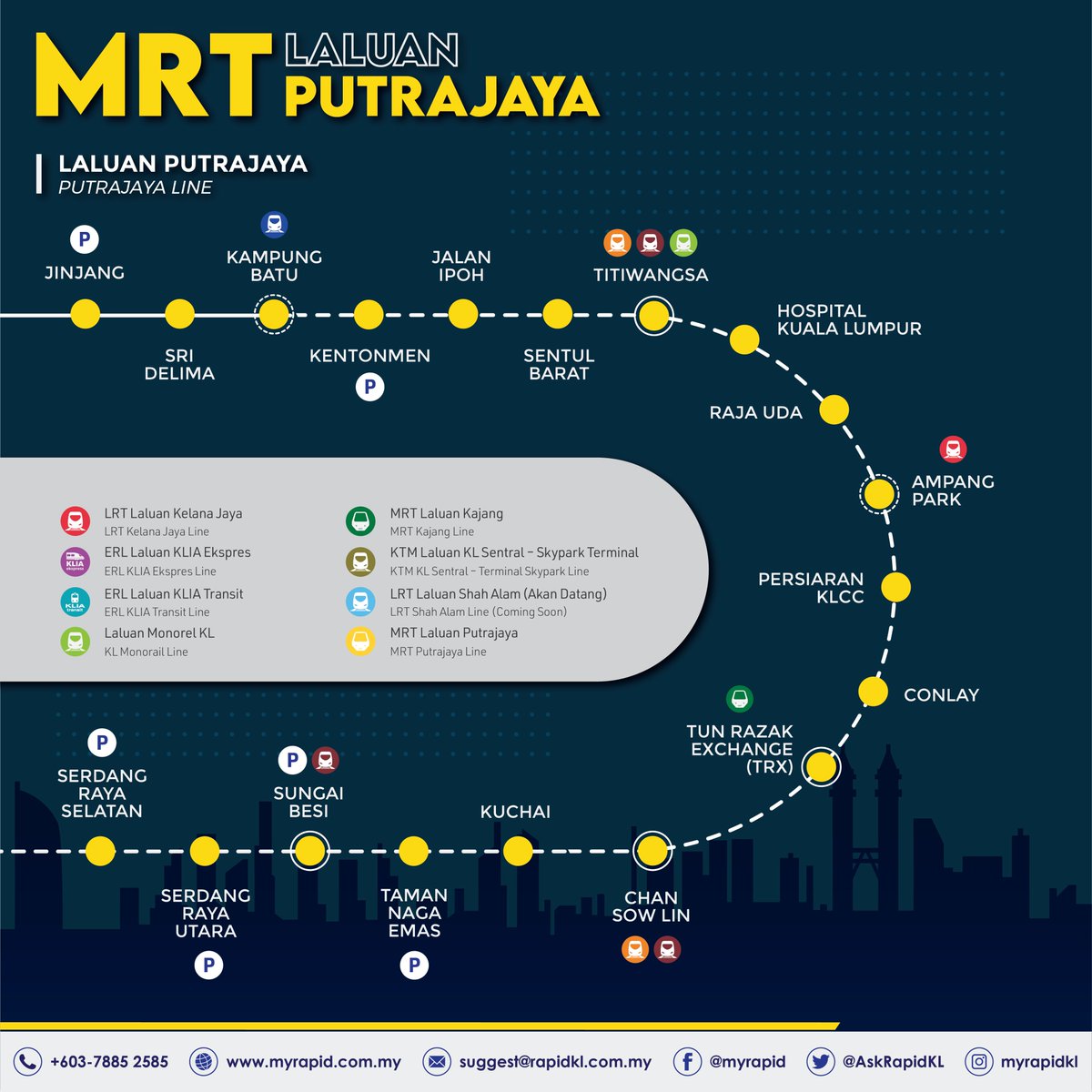 myrapidkl's tweet photo. MRT Laluan Putrajaya Fasa 1 (Kwasa Damansara - Kampung Batu) kini dibuka.
Nikmati perjalanan percuma sehingga 15 Julai 2022 di kesemua rangkaian perkhidmatan #RapidKL.
Tunggu apa lagi #jomnaikmrt
#KamiBawaAnda
#PYLINEPHASE1 https://t.co/FfXgBMg2Hx
