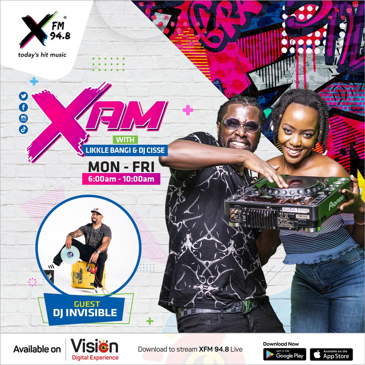 XfmUG's tweet photo. . @katebassmusic , @DJInvisible313 and @richardrobot from @americanvoices join us to talk about their musical journey, #YesAcademy and @usmissionuganda support for cultural collaboration.

Tune in!
#XAM #TodaysHitMusic https://t.co/2xwpB3vovw