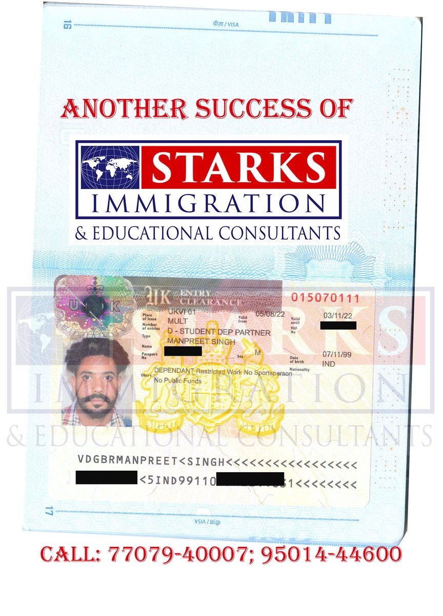 👉Apply study visa 👉UK
📣Congrats Manpreet Singh📣 for receiving UK Dependent Visa
Apply UK study visa with Starks Immigration
☑Spouse can accompany
☑Gap Acceptable
☑100% success
#immigrationsonsultant #canadastudyvisa
#australiastudyvisa #ukstudyvisa 
#starksimmigrationasr