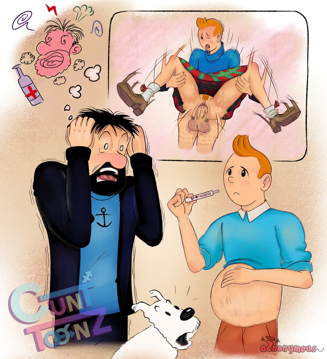 Aznonymous1's tweet photo. #adventuresoftintin #tintin #captainhaddock #cuntboy #blond #redhead #ginger #twink #yaoi #bara https://t.co/k309FhAZw1