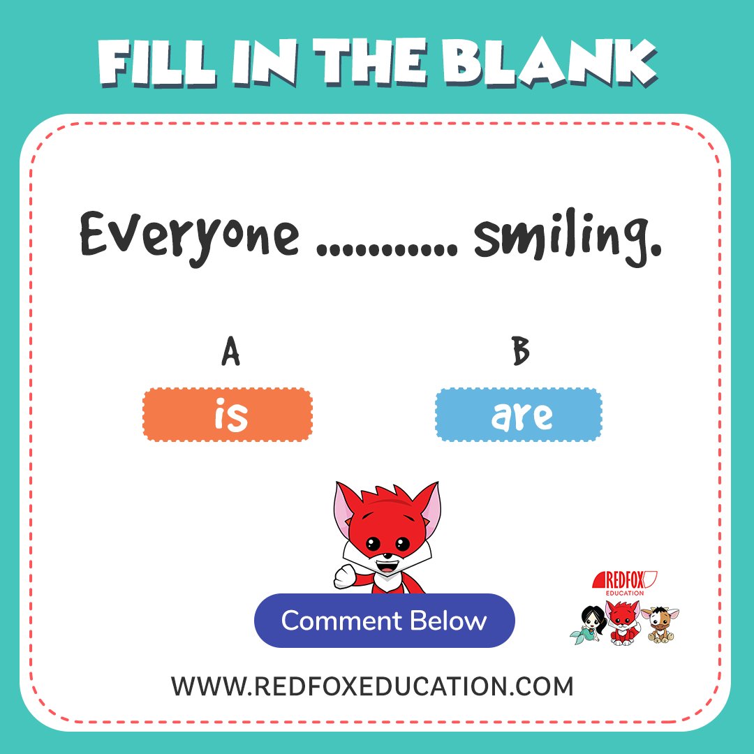 RedFox_EdTech's tweet image. Choose the correct answer and comment below.

Download Our Mobile App:
GooglePlay:bit.ly/31lO56z
AppStore:apple.co/39UxPwl

#FillInTheBlanks #speakenglish #commentbellow #edtech #LearnEnglish #EnglishForKids #RedFoxEducation #EducationForABetterLife