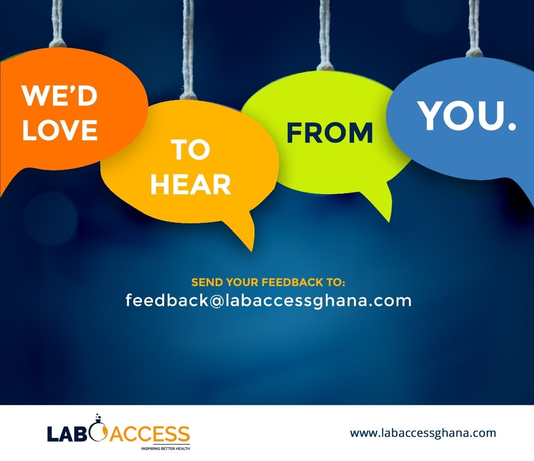 lab_access's tweet image. Dear cherished client, your feedback matters to us.
Send us your #labaccess experience via feedback@labaccessghana.com
 or 030 272 9434 

#readytoserveyou