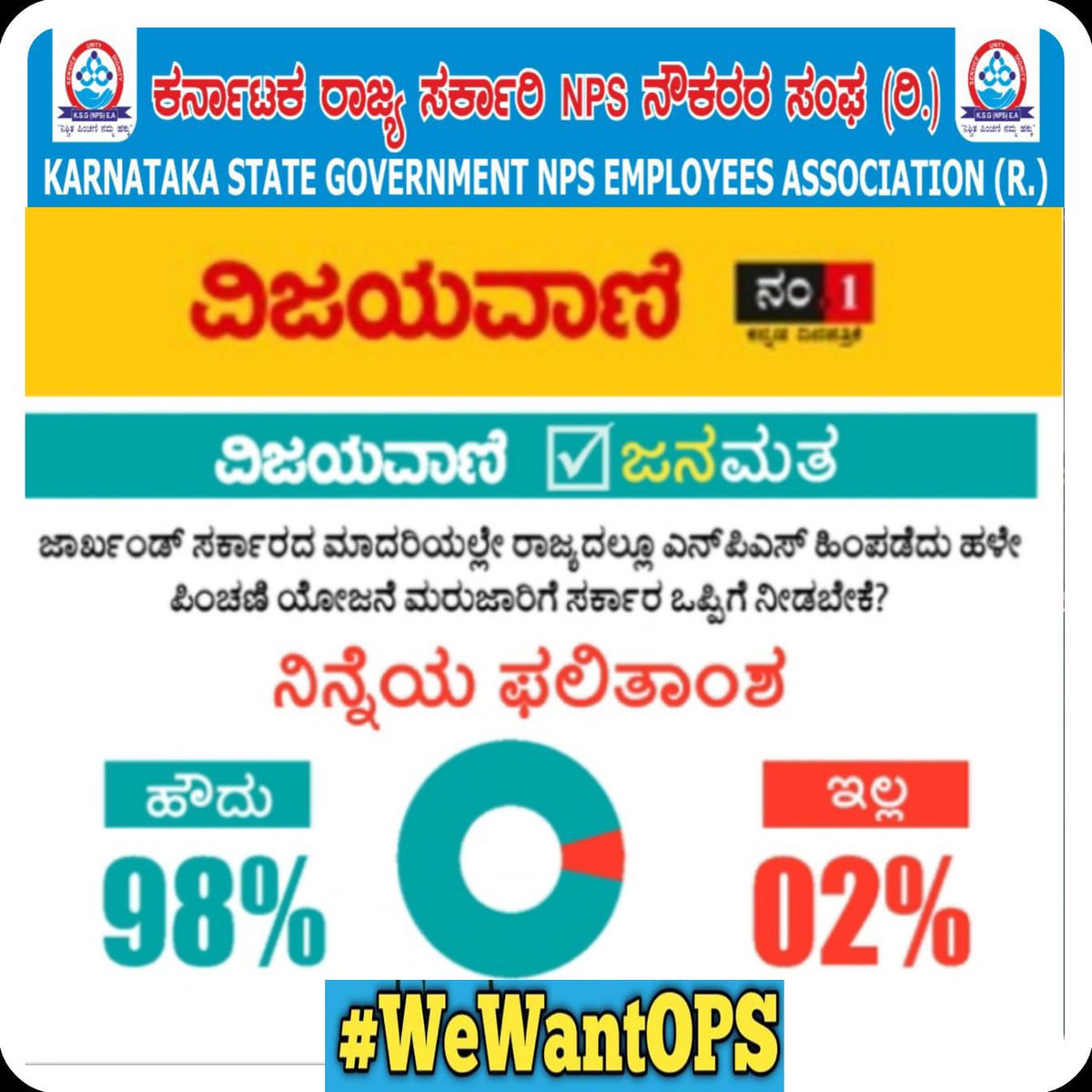 Shantharama75's tweet photo. ಪ್ರಜಾಪ್ರಭುತ್ವದ ವ್ಯವಸ್ಥೆಯಲ್ಲಿ ಅಯ್ಕೆ ಯಾದ ಯಾವುದೇ ಸರ್ಕಾರಗಳು ಜನಾಭಿಪ್ರಾಯಕ್ಕೆ ಮಾನ್ಯತೆ ನೀಡಲೆಬೇಕಾಗುತ್ತದೆ.ಅದ್ದರಿಂದ ಜನಾಭಿಪ್ರಾಯಕ್ಕೆ ವಿರುದ್ದವಾಗಿರುವ, ಸರ್ಕಾರಿ ನೌಕರರ ಸೇವಾ ಮನೋಭಾವವನ್ನು ಕುಂದಿಸುತ್ತಿರುವ NPS ಯೋಜನೆಯನ್ನು ಸರ್ಕಾರ ರದ್ದು ಮಾಡಲೇಬೇಕು
@BSBommai  @CMofKarnataka  @BSYBJP,@cskarnataka https://t.co/oLdWIvGdvI