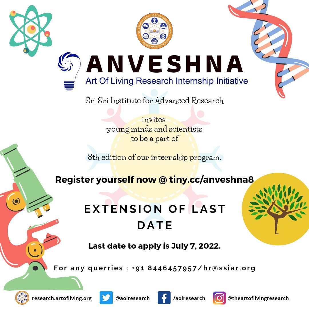 aolresearch's tweet photo. Attention:: Last date to apply for internship has been extended to July 7, 2022.
We welcome all the young minds to explore the science of Global Ancient Knowledge Systems.
#Anveshna8 #Internship #GAKS https://t.co/Opp7vs63YY
