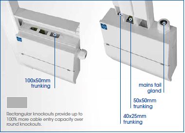 Rectangular knockouts are ideal for use with standard mini and maxi trunking sizes & provide maximum cable entry capacity. The rectangular knockout design with its unique pierceable cable grommet accessory provides the optimum solution for maintaining the IP rating.

#LoveLewden https://t.co/HZEIHjbsl7