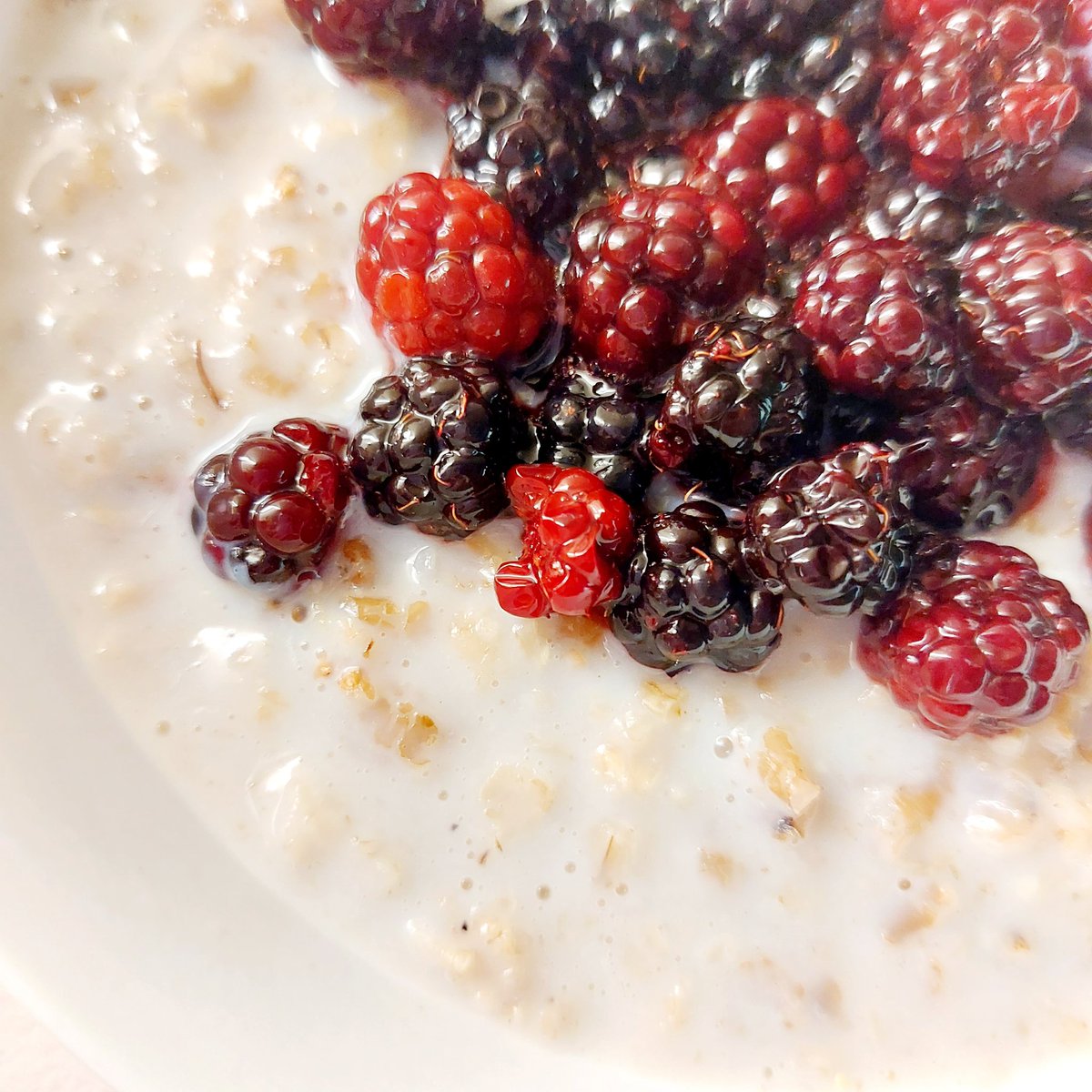 porridgelady's tweet photo. Thank goodness for preserved fruit on busy mornings. Frozen #foraged blackberries on a blend of jumbo and quick cook #oats for my #Wednesday #Porridge. #midweek #Wednesdayfeeling #Wednesdaybreakfast #wildfood https://t.co/53D3WZbhbZ