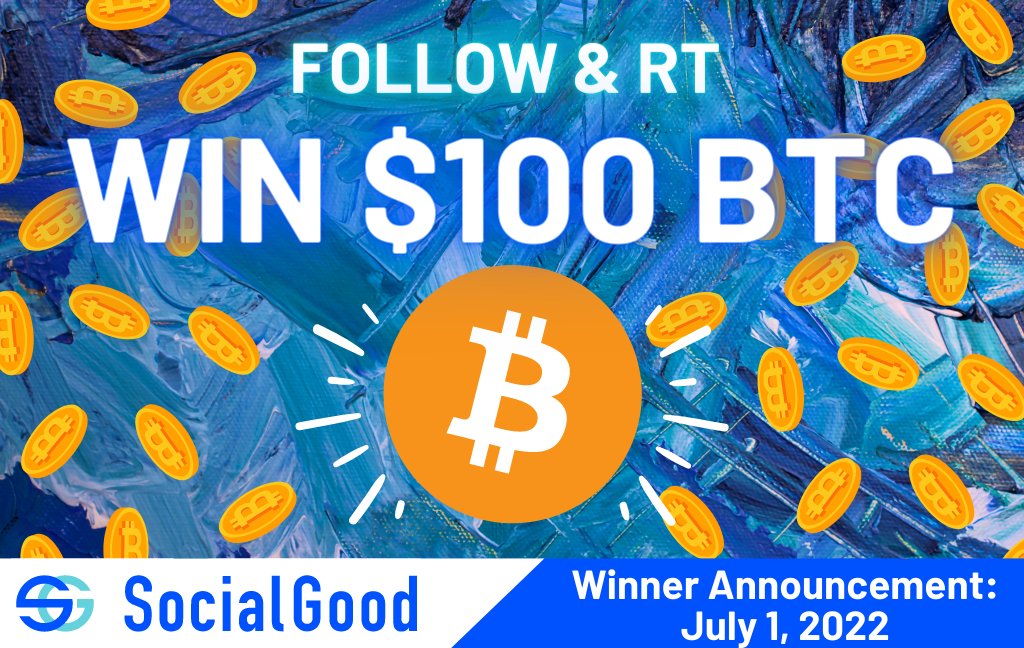 💙 Win $100 in $BTC💙
Follow &amp; RT this for a chance to win $100 worth of #Bitcoin in your wallet!! 🤩
We'll tag the 34th #Giveaway winner on July 1.
Will you be the lucky winner this time?🍀
Check out the SocialGood App for more free crypto!
📲socialgood.inc/?id=mwPN7i