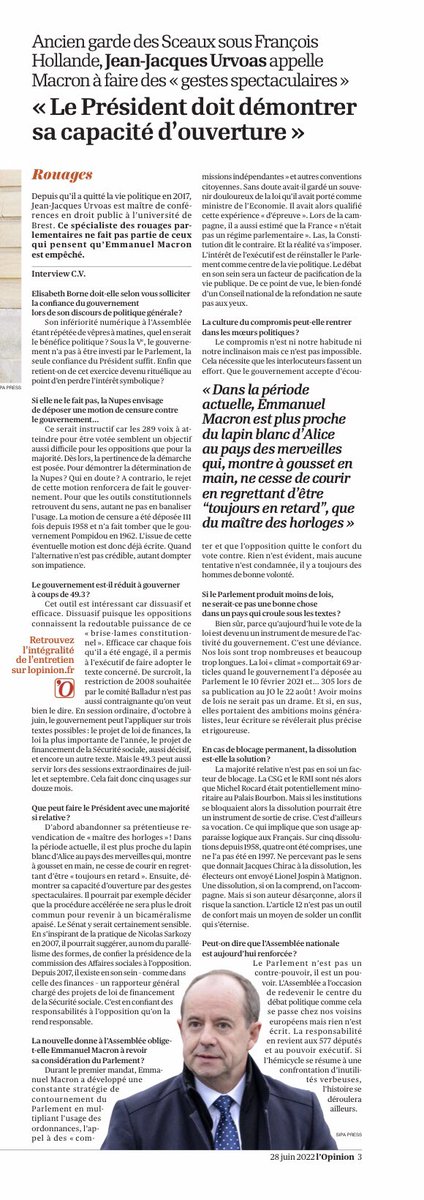 « C’est en confiant des responsabilités à l’opposition qu’on la rend raisonnable ». Esquisse de ce que pourrait devenir un Parlement respecté. Itv dans <a href="/lopinion_fr/">l'Opinion</a> d’hier. Merci à <a href="/CaroVigoureux/">Caroline Vigoureux</a>