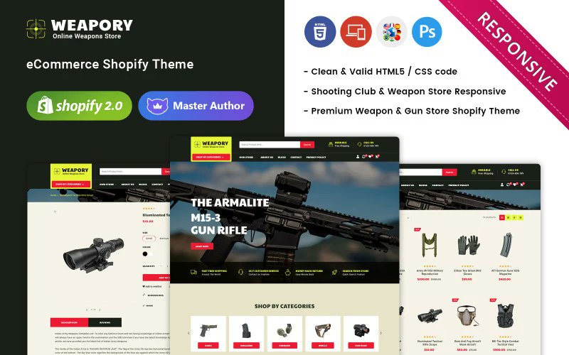 ⚡Check Out our Newly Weapon Store🚀

Weapory - Weapon Shop and Gun Store Shopify Theme 

Free download cutt.ly/0KJAHhZ

#thementic #TemplateMonster #weapons #gameshooting #gunstore #gunshop #responsive #shopify 

<a href="/Shopify/">Shopify</a> @ShopifyPartners <a href="/templatemonster/">TemplateMonster</a>