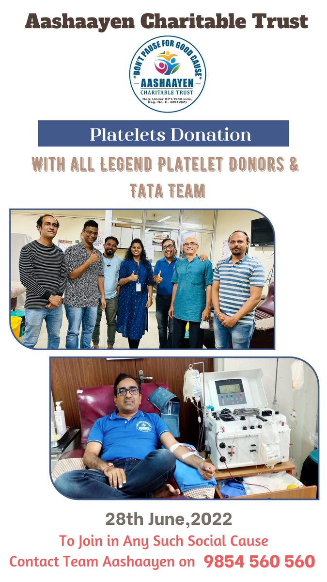 TeamAashaayen's tweet photo. Platelets Donation is not just about giving Platelets, but it is an Act of Kindness that Saves the Lives of Hundreds of People

Now many are Registering themselves as Regular Voluntary Platelets Donors and are Donating Every 15 Days. . It's 💯% Safe.

So When Are You Joining. https://t.co/1F6irlc4MO