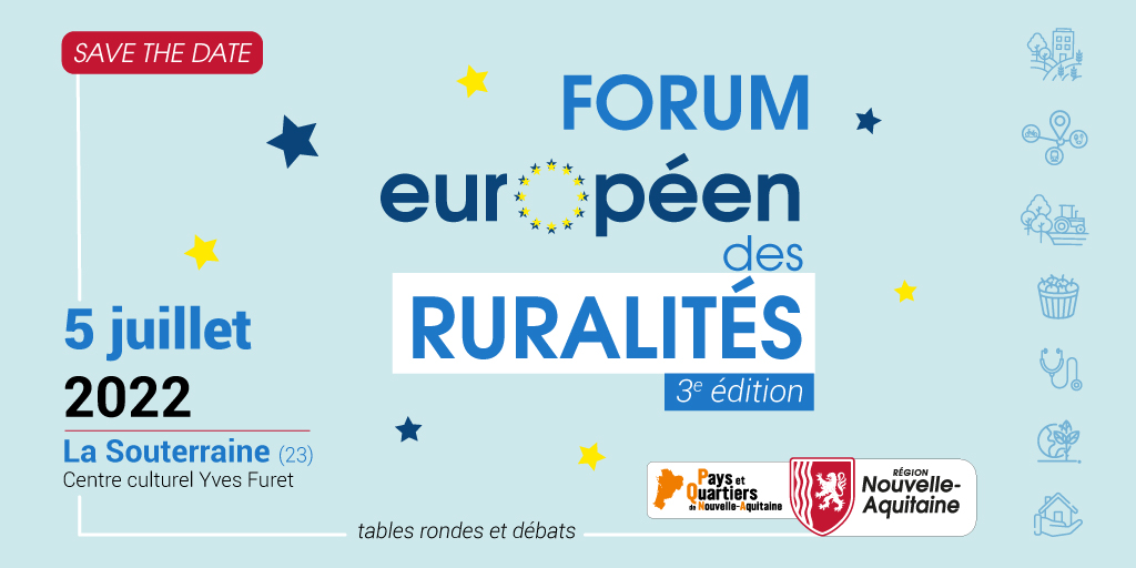 NvelleAquitaine's tweet photo. [#Territoires] Forum européen des #ruralités en #NouvelleAquitaine
💡 Innover en milieu rural ?
📝Tables-rondes sur la résilience économique et sur les transitions
🔗https://t.co/cEn0yvWdUv

@Departement_23 @La_Souterraine @pqnaquitaine #Alsapan #PINTON

 https://t.co/4NA4yml4qn https://t.co/6XJrDo3zZf
