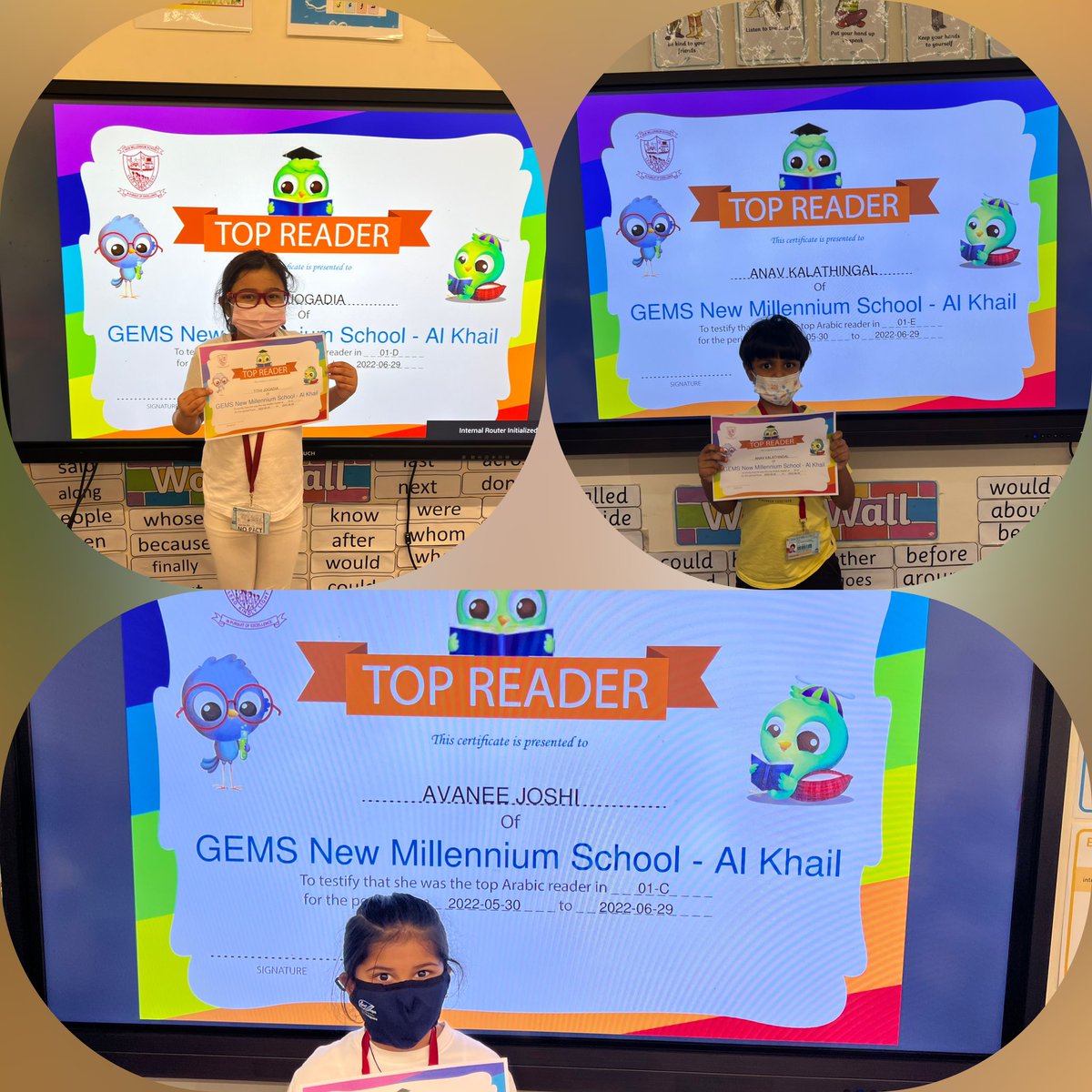 تهانينا  للأبطال (أفاني ، تيثي ، أناف ) من الصف الأول    (1E,1D,1C)لحصولهم على شهادة القارئ المتميز  لهذا الشهر من خلال موقع <a href="/3asafeerCom/">3asafeer</a> 👏أحسنتم  يا أبطال 🦸🏻‍♀️ 🦸‍♂️ 👏👏 . 
<a href="/Fatima_Martin/">Fatima Martin</a> 

<a href="/Susanna_Porob/">Susanna Porob</a>

<a href="/NMSArabic/">Arabic_NMS</a>