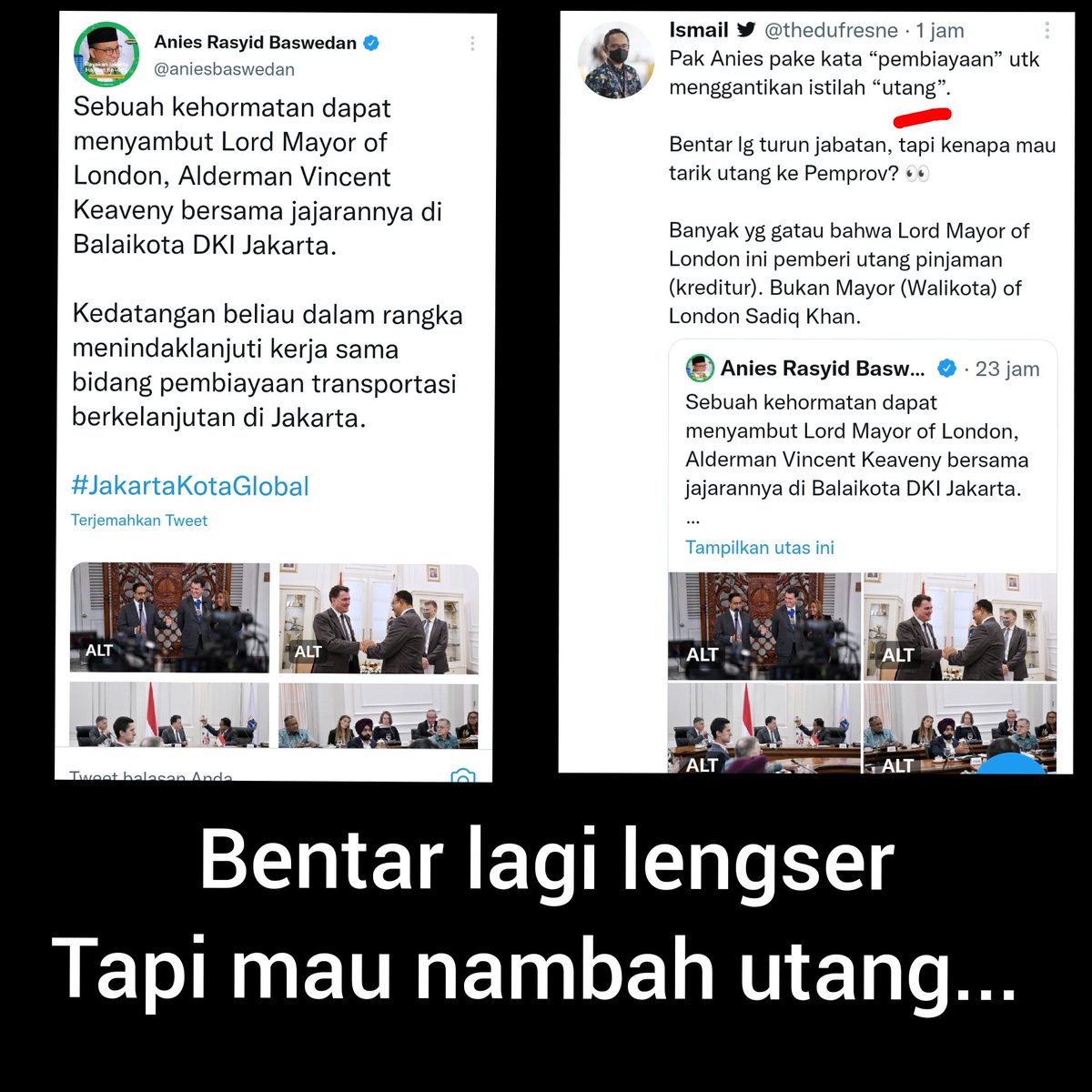 GunRomli's tweet photo. Anies menjelang lengser, mau nambah utang. Permainan kata-kata: utang pun diganti dgn 'pembiayaan' seperti halnya banjir diganti 'parkir air'.

Utang terus, kemiskinan di Jakarta meningkat. Bangun stadion 80% anggaran pinjam dr Pusat, yg hrusnya dana buat pemulihan ekonomi. https://t.co/4BMqguPyrF