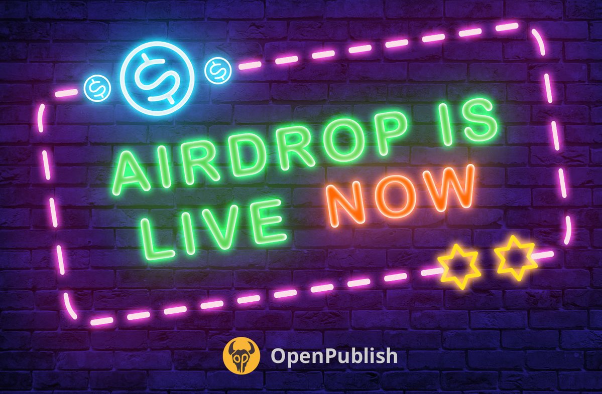 OpenPublishNFT's tweet image. Claim the Airdrop now! 
Participation page:
openpublish.io/airdrop

#Airdrop  #NFT #cryptocurrecy #Crypto 
#NFTs #NFTCommunity #NFTGiveaway #Bitcoin #Ethereum