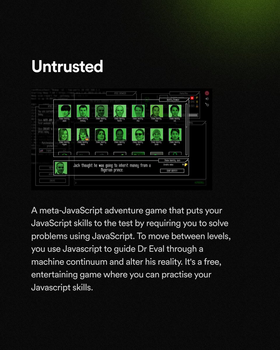 SparkEighteen's tweet image. When beginning your coding journey, don&apos;t get intimidated. The #spark ✨✨stays in getting into swing of things and making work more enjoyable. Presenting 4 games to up your #codinggame Which one is your favourite? 🕹 Let us know in comment section👇!
#sparkeighteen #coding101
