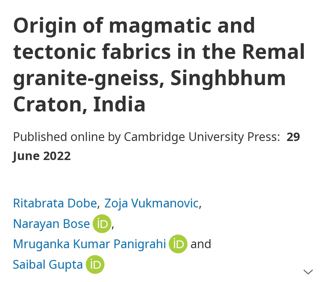 Ritabrata Dobe (@tectonicplated) on Twitter photo New paper alert! Our investigations into the origin of magmatic and tectonic fabrics in a felsic pluton from eastern India has been published in Geological Magazine. The full paper is now online at doi.org/10.1017/S00167…
<a href="/3oja/">Zoja Vukmanovic</a> <a href="/SaibalGupta16/">Saibal Gupta</a> New paper alert! Our investigations into the origin of magmatic and tectonic fabrics in a felsic pluton from eastern India has been published in Geological Magazine. The full paper is now online at doi.org/10.1017/S00167…
<a href="/3oja/">Zoja Vukmanovic</a> <a href="/SaibalGupta16/">Saibal Gupta</a>