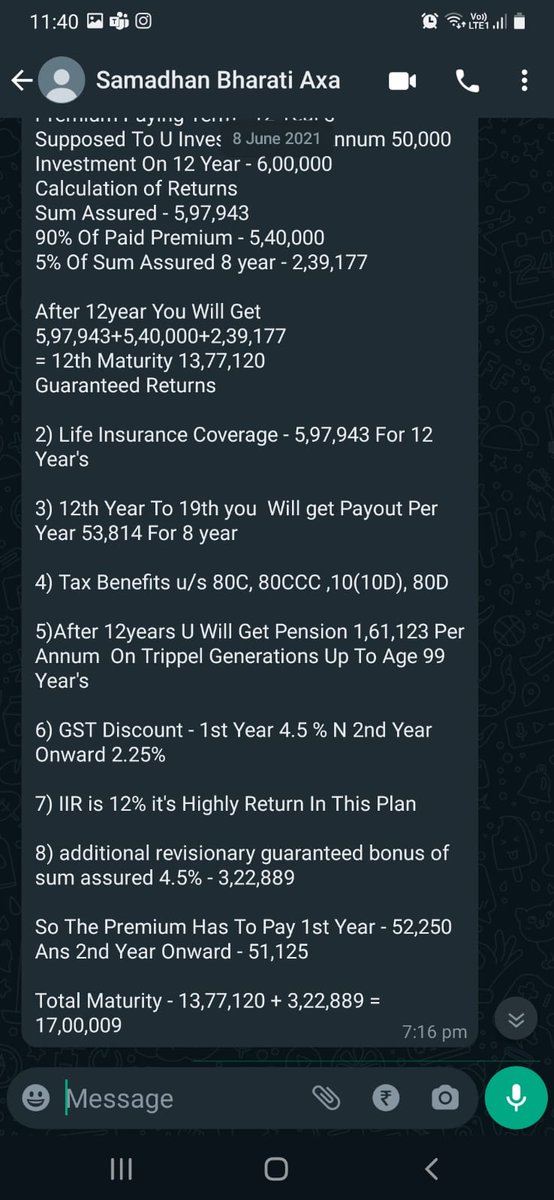 Rohits3009's tweet photo. @bhartiaxalife This is the plan IIFL sales person explained me. So either every one selling this policy with false promises and @bhartiaxalife knowingly doing this.
8657474394
All communications done from this mobile no. and now this no.  is not working. They are using new no for new customer. https://t.co/RWdYjPBO7B