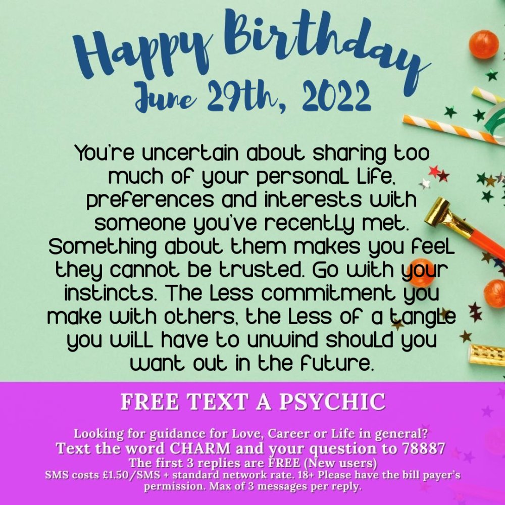 RussellGrantcom on X: " Your #Birthday today, 29th June? Happy Birthday #Cancer Here's your special day #Horoscope #birthdaytoday #horoscopes #astrology #happybirthday #horoscopeposts #horoscopes #horoscopepost #horoscopememes #horoscopeaquarius ...