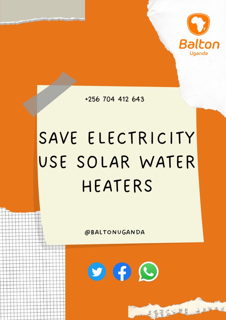 Providing innovative, environmentally friendly solutions for Uganda's growing energy requirements. Solar water heaters available in 150litres, 200litres &amp; 300litres.
For more information contact 0704412643
#baltonug #solar #solarpower #SOLAR