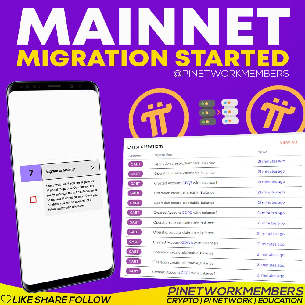 🎉 Congratulations to all the Pioneers. Congratulations to every Pioneer who has mined, who kept mining, supporting and building this project. As of the Pi2 Day, 2022, the migration of Pioneers to mainnet has officially started.

#pi #pinetwork #picoreteam #mainnet #pi2day