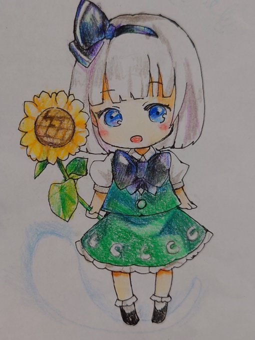 色鉛筆でらくがきしたミニみょん。 