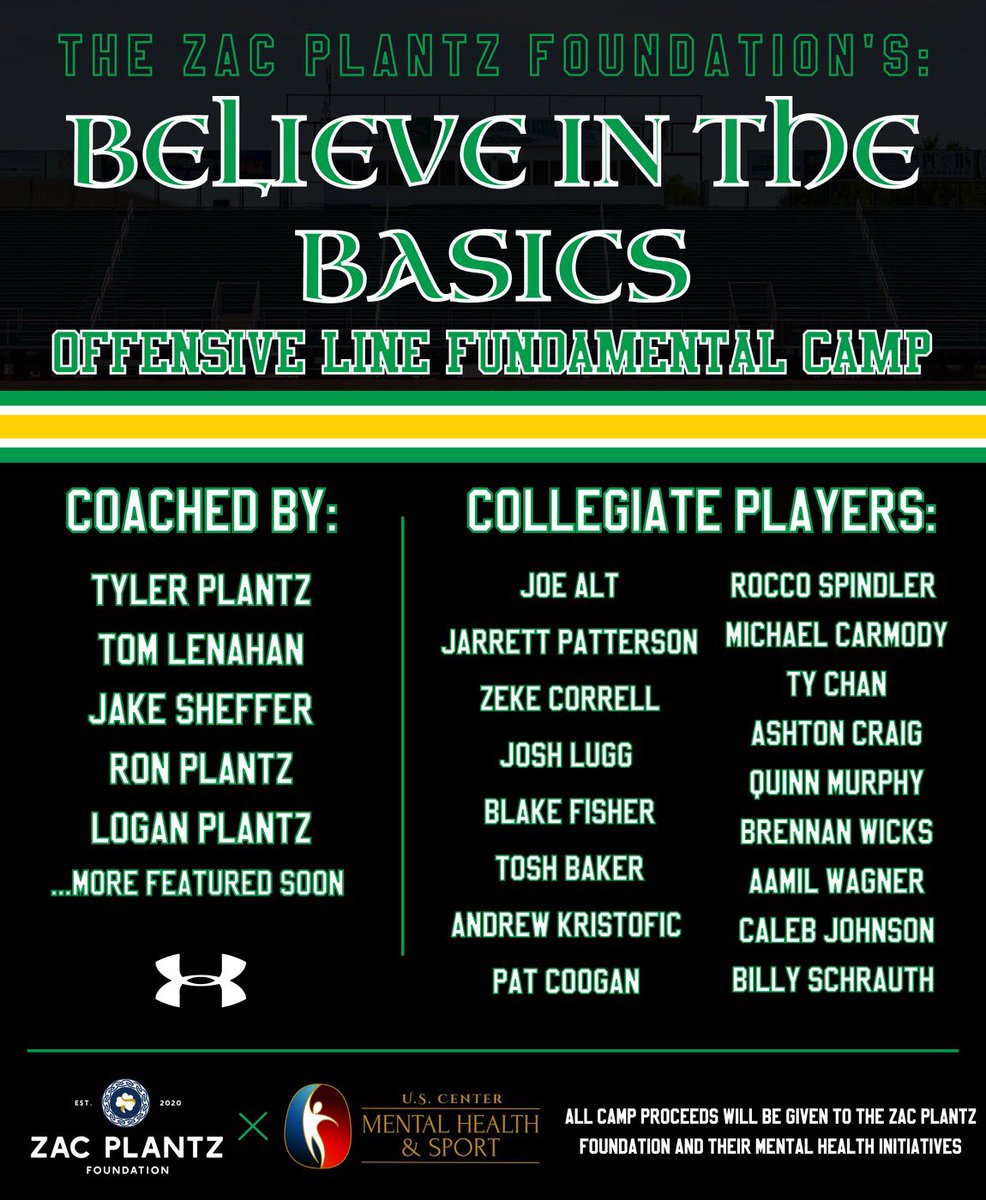 Tyler Plantz (@tyler_plantz) on Twitter photo BELIEVE IN THE BASICS
Learn the fundamentals of blocking (OL/TE/FB/RB) from some of the best in country. All proceeds will benefit the <a href="/ZJP_Foundation/">Zac Plantz Foundation</a>’s player development and mental health initiative.
#TheCelticStandard
Register Here: forms.gle/adk4yj1uJD7gqb… BELIEVE IN THE BASICS
Learn the fundamentals of blocking (OL/TE/FB/RB) from some of the best in country. All proceeds will benefit the <a href="/ZJP_Foundation/">Zac Plantz Foundation</a>’s player development and mental health initiative.
#TheCelticStandard
Register Here: forms.gle/adk4yj1uJD7gqb…