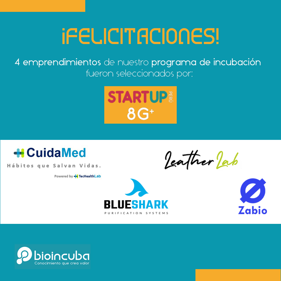 #ResultadosBioincuba | Felicitamos a los 4 emprendimientos de nuestro programa de incubación, que fueron seleccionados por STARTUP Perú 8G+ para obtener financiamiento de hasta hasta los S/ 140,000.

La nota en bioincuba.com/4-emprendimien…